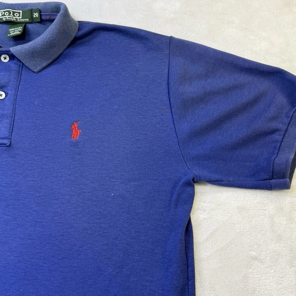 VINTAGE 70's 80's Ralph Lauren Polo Shirt Mens Medium Short Sleeve Blue Pony‎